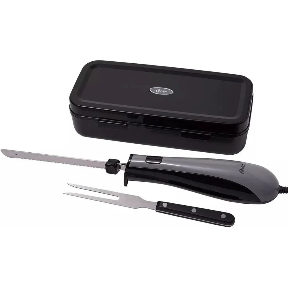 Oster Electric Knife with Carving Fork Storage Case cut Turkey Chicken Ham Bread